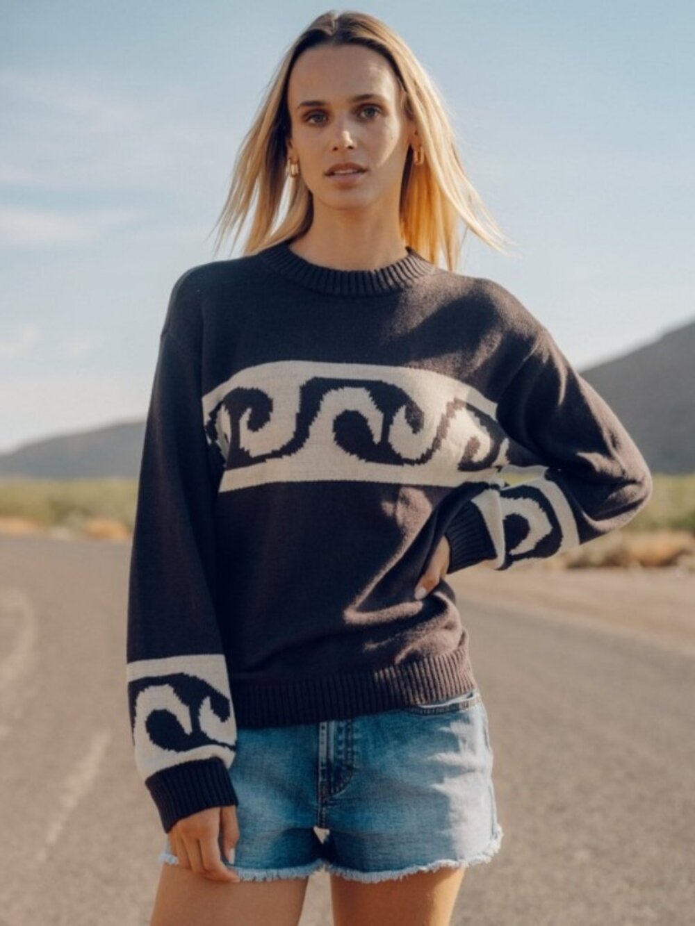 Billabong Wave Fade Sweater - Black Sands - Size Small